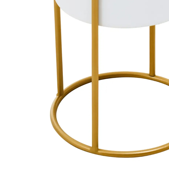 Tavira Small Metal Floor Standing Planter In White And Gold