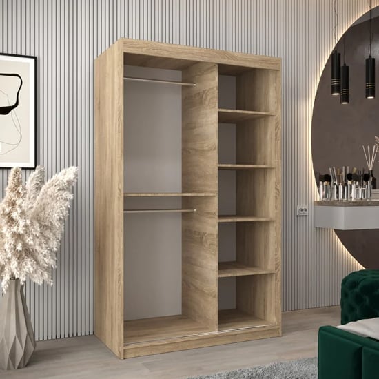 Tavira Wooden Wardrobe 2 Sliding Doors 120cm In Sonoma Oak