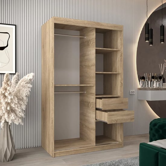 Tavira Wooden Wardrobe 2 Sliding Doors 120cm In Sonoma Oak
