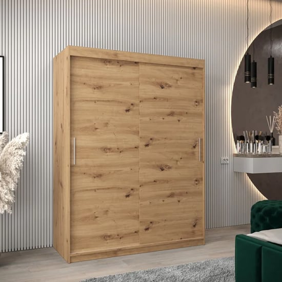 Read more about Tavira wooden wardrobe 2 sliding doors 150cm in artisan oak