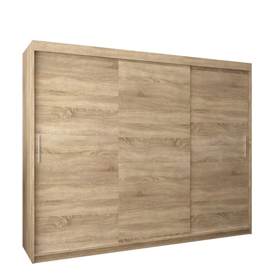 Tavira Wooden Wardrobe 3 Sliding Doors 250cm In Sonoma Oak_4