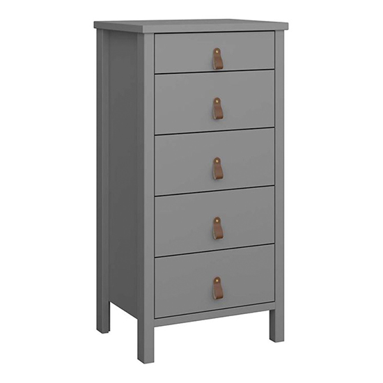 Tavira Wooden Chest Of 5 Drawers In Folkestone Grey thumbnail