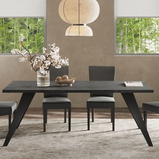 Tavira Wooden Dining Table 210cm In Slate Effect Metal Legs