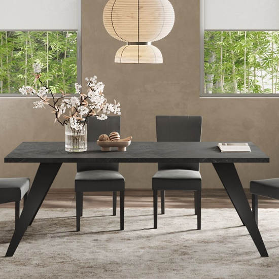 Read more about Tavira wooden dining table 210cm in slate effect metal legs