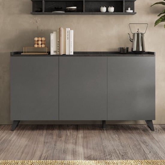 Product photograph of Tavira Wooden Sideboard 3 Doors In Slate Effect And Lead Grey from Furniture in Fashion