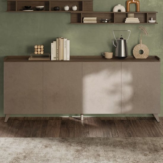 Product photograph of Tavira Wooden Sideboard With 4 Doors In Dark Oak And Bronze from Furniture in Fashion