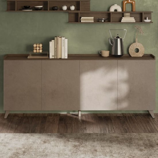 Read more about Tavira wooden sideboard with 4 doors in dark oak and bronze
