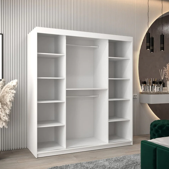 Tavira Wooden Wardrobe 2 Sliding Doors 180cm In White