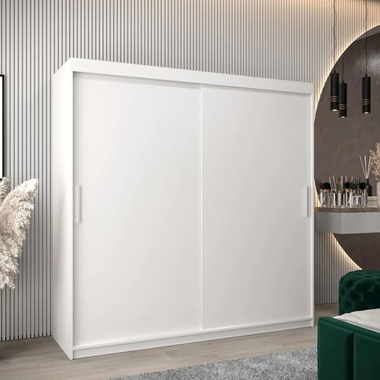 Read more about Tavira wooden wardrobe 2 sliding doors 200cm in white