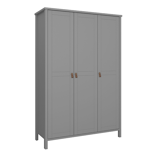 Tavira Wooden Wardrobe With 3 Doors In Folkestone Grey