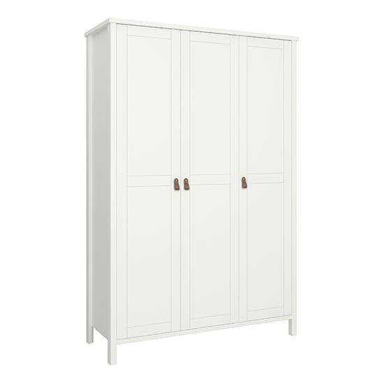 Product photograph of Tavira Wooden Wardrobe With 3 Doors In White from Furniture in Fashion