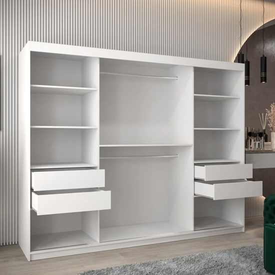 Tavira Wooden Wardrobe 3 Sliding Doors 250cm In White