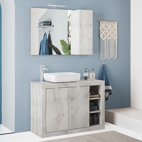 Product photograph of Taylor 110cm Wooden Floor Bathroom Furniture Set In Pino from Furniture in Fashion