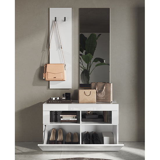 Taylor High Gloss Hallway Furniture Set In White Furniture in Fashion