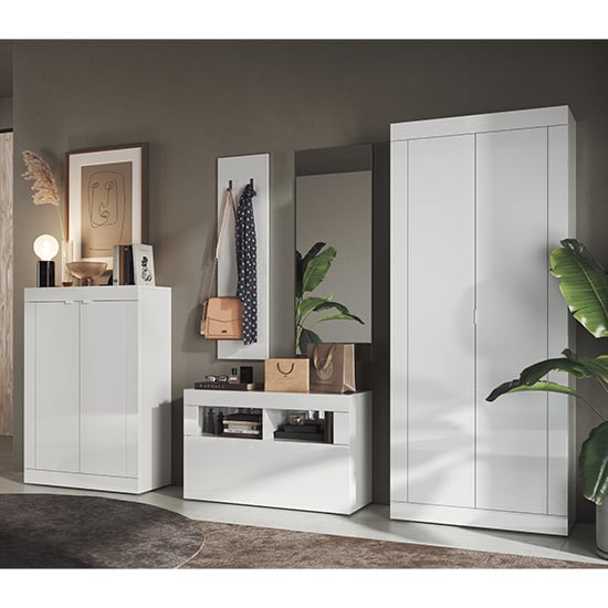 Taylor High Gloss Shoe Cabinet With 2 Doors In White_3