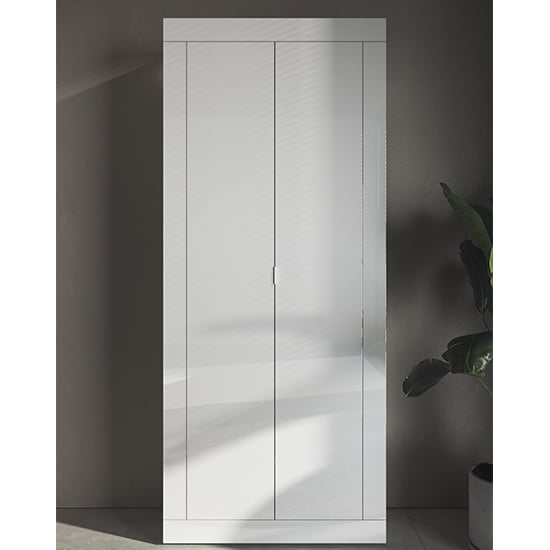Product photograph of Taylor High Gloss Wardrobe With 2 Doors In White from Furniture in Fashion