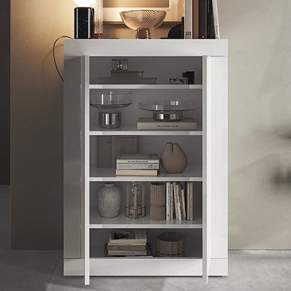 Taylor High Gloss Shoe Cabinet With 2 Doors In White