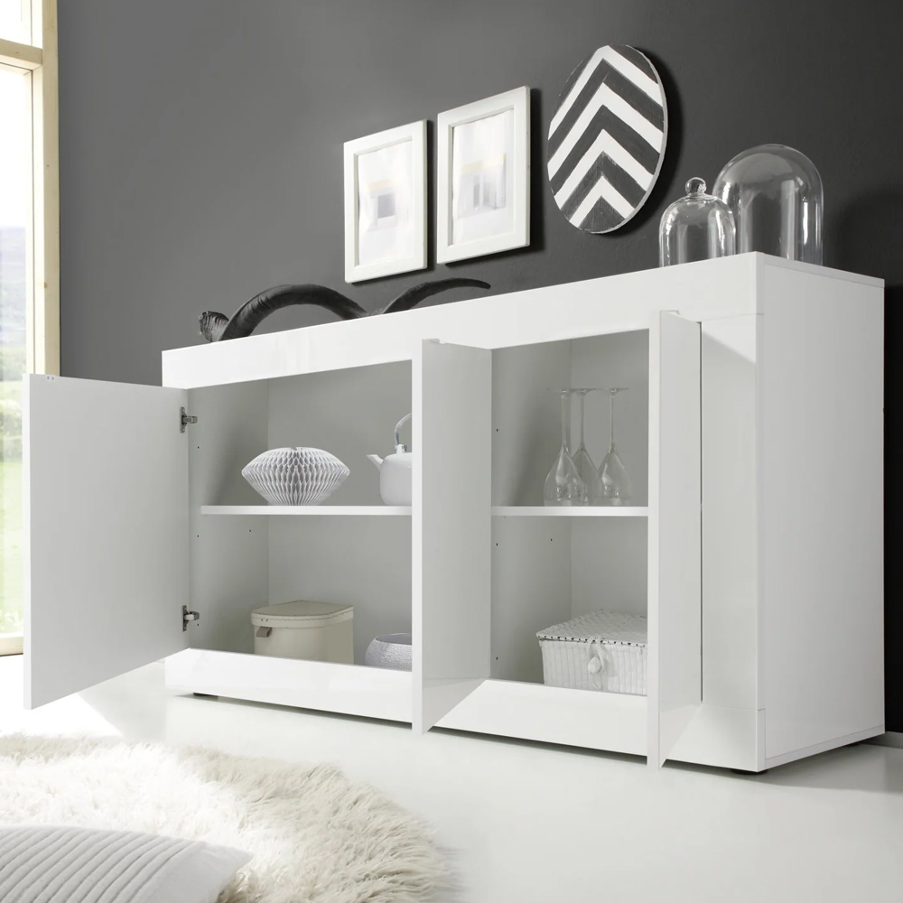 Taylor High Gloss Sideboard With 3 Doors In White