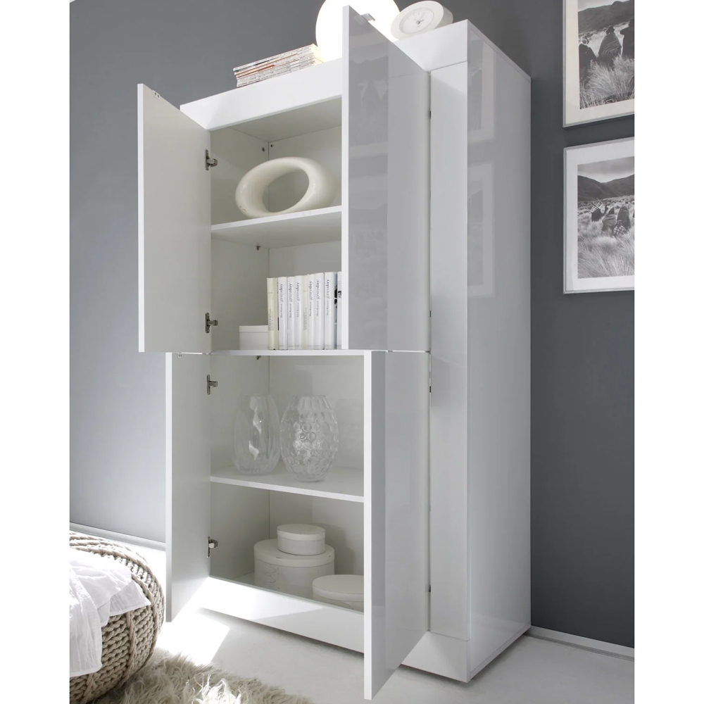 Taylor High Gloss Highboard With 4 Doors In White