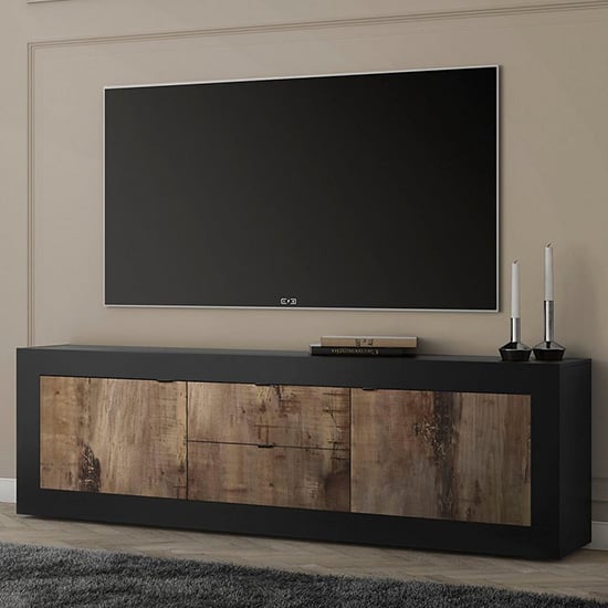 Product photograph of Taylor Tv Stand With 2 Doors 2 Drawers In Matt Black And Pero from Furniture in Fashion