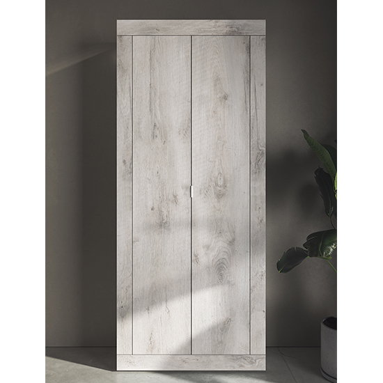 Photo of Taylor wooden wardrobe with 2 doors in white oak pinie