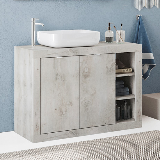 Read more about Taylor wooden 110cm floor vanity unit with 2 doors in pino