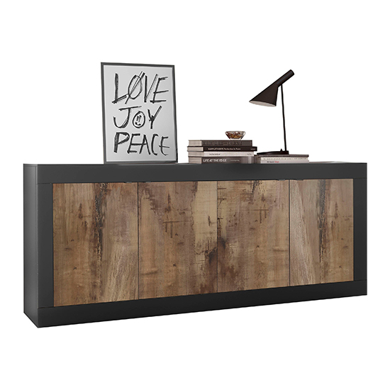 Taylor Wooden Sideboard With 4 Doors In Black And Pero