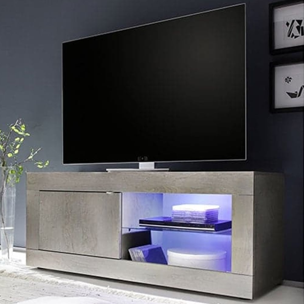 Taylor Wooden TV Stand 1 Door In White Pine With LED