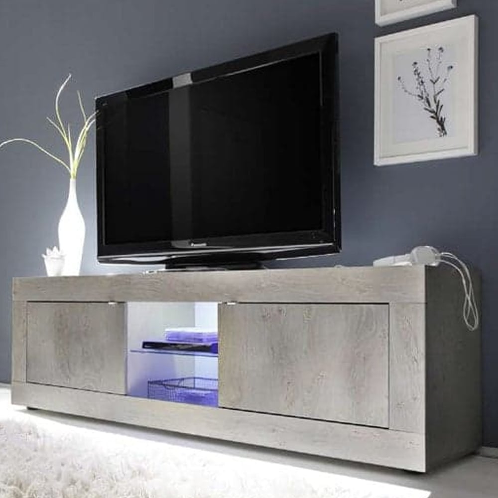 Taylor Wooden TV Stand 2 Doors In White Pine With LED