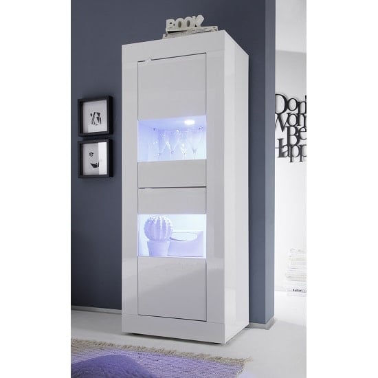 Photo of Taylor display cabinet in white high gloss with 2 doors and led