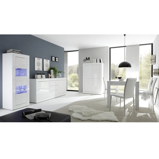 Taylor Display Cabinet In White High Gloss With 4 Doors And LED_2