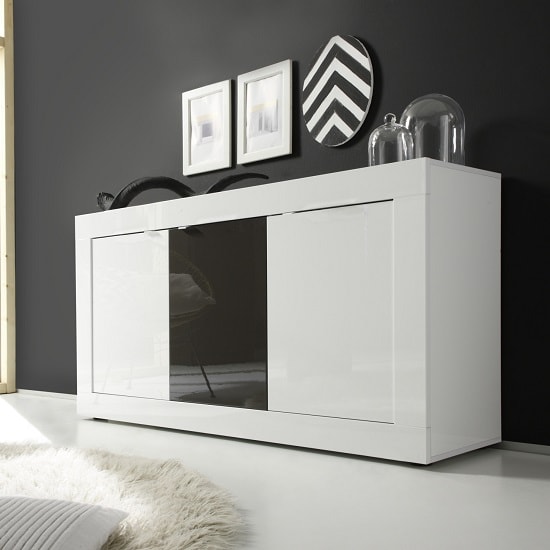 Product photograph of Taylor Modern Sideboard In White And Anthracite High Gloss from Furniture in Fashion