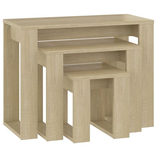 Tayvon Wooden Nest Of 3 Tables In Sonoma Oak