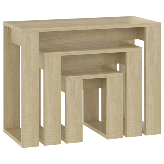 Tayvon Wooden Nest Of 3 Tables In Sonoma Oak