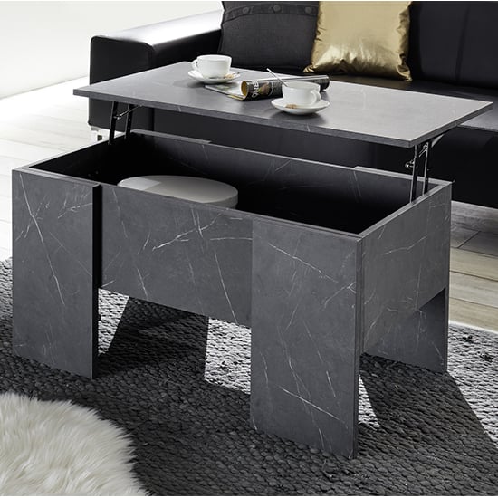 Read more about Taze lift-up storage coffee table in matt black marble effect