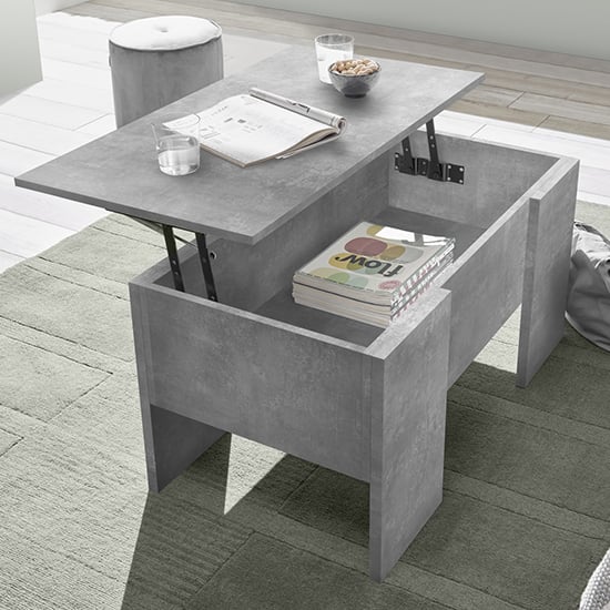 Photo of Taze lift-up storage coffee table in cement effect