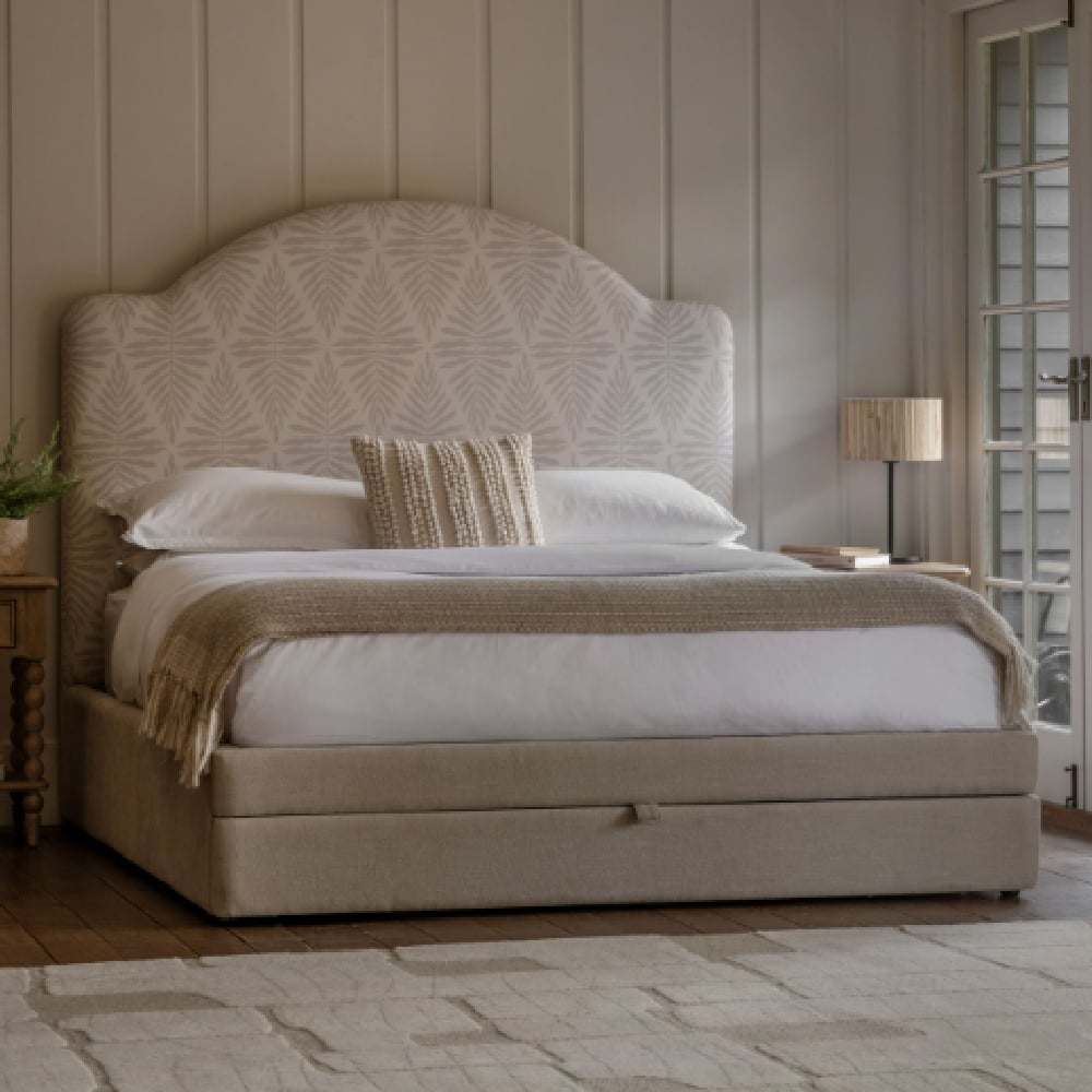 Tbilisi Fabric King Size Bed With 2 Drawers In Taupe