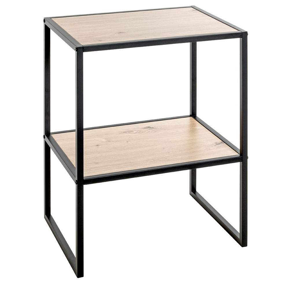 Teaneck Wooden End Table With Metal Frame In Light Oak
