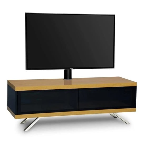 Photo of Tavin ultra high gloss tv stand with 2 compartments in oak