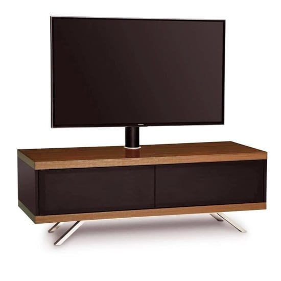 Photo of Tavin ultra high gloss tv stand with 2 compartments in walnut