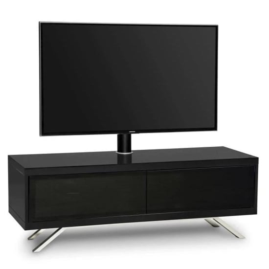 Photo of Tavin ultra high gloss tv stand with 2 compartments in black