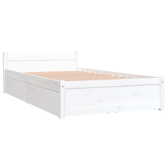 Teela Pine Wood Single Bed With Drawers In White