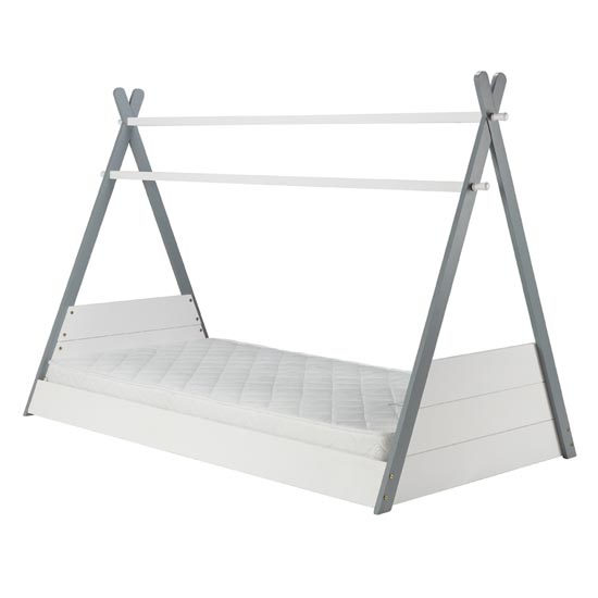 Teepee Wooden Single Bed In White And Grey_3