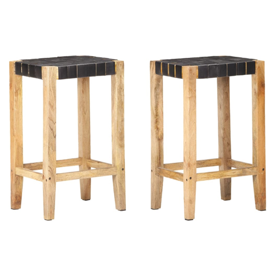 Product photograph of Tegan Large Black And Natural Wooden Bar Stools In A Pair from Furniture in Fashion