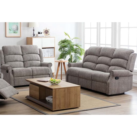 Tegmine 3 Seater Sofa And 2 Seater Sofa Reclining Suite In Latte