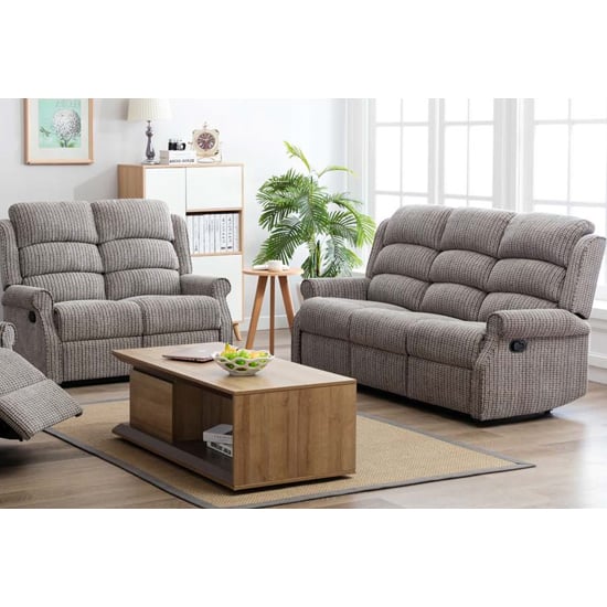 Photo of Tegmine 3 seater sofa and 2 seater sofa reclining suite in latte