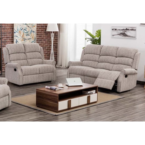 Photo of Tegmine fabric 3 seater sofa and 2 seater sofa suite in natural