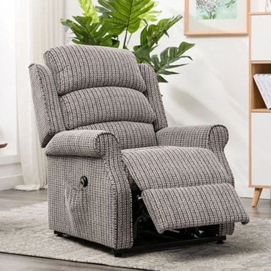 Tegmine Fabric Electric Lift And Tilt Recliner Armchair In Latte_1