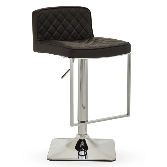 Baino Black Leather Bar Chairs With Chrome Footrest In A Pair