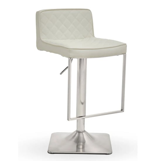 Baino White Leather Bar Chairs With Chrome Footrest In A Pair_2